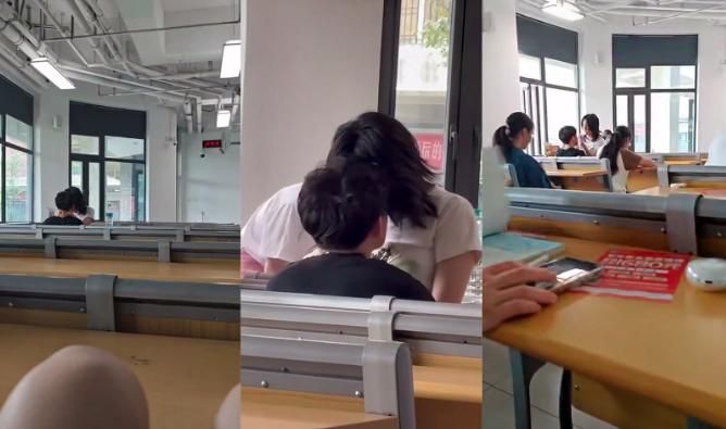 校园课堂情侣公然做爱，无视周围同学眼光主动上位骑乘