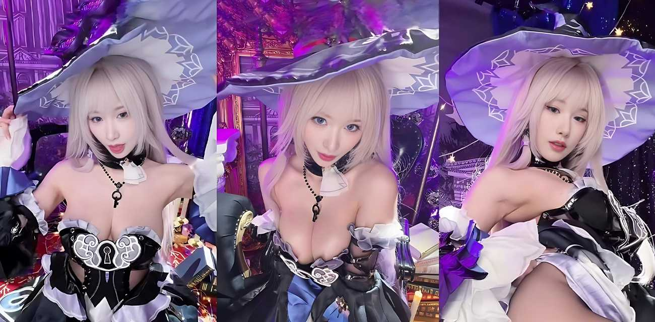 巨乳福利姬【雨波HaneAme】化身大黑塔魅惑全场，面对镜头仰视展露大奶轮廓，美腿抬高无毛肥穴若隐若现