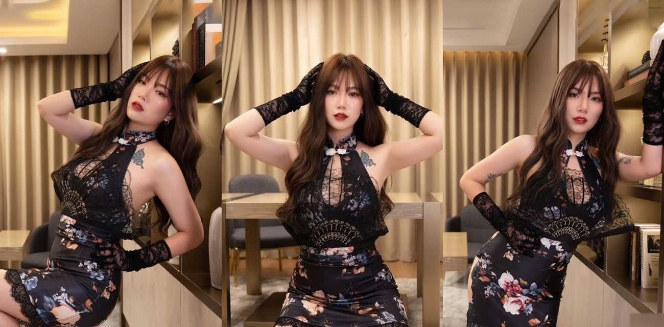 顶级尤物【nicolove】大秀旗袍诱惑，黑丝装扮勾勒丰满酮体诱人至极，口交后入彻底征服骚货淫欲